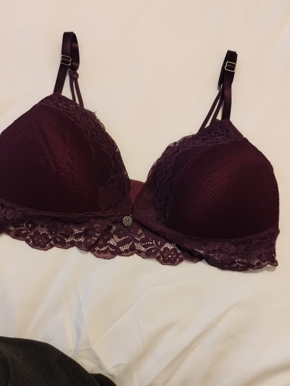 Jessica Simpson Lace Trim Padded Bralette - Plum